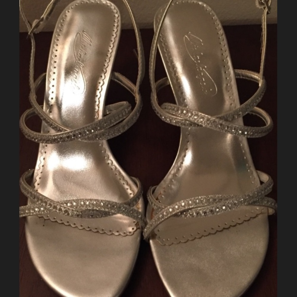 Michaelangelo Silver Rhinestone heels